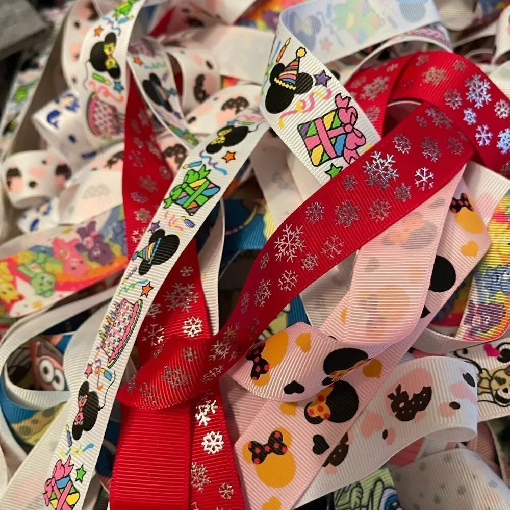 20 yards of 1-yard cut random ribbons NEW printed grosgrain 7/8” 1” bows